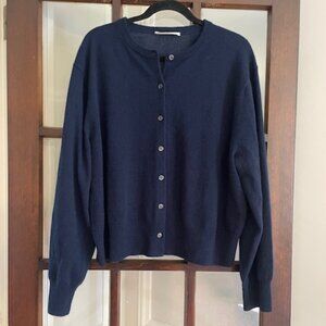 Everlane Cropped Cashmere Cardigan in Navy Blue, Size XXL